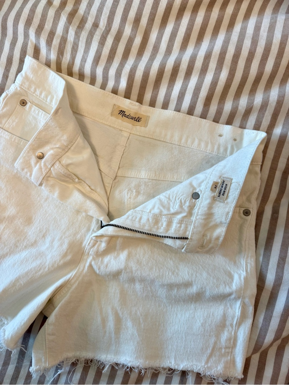 Madewell High-Rise Denim Shorts in Tile White — NWOT